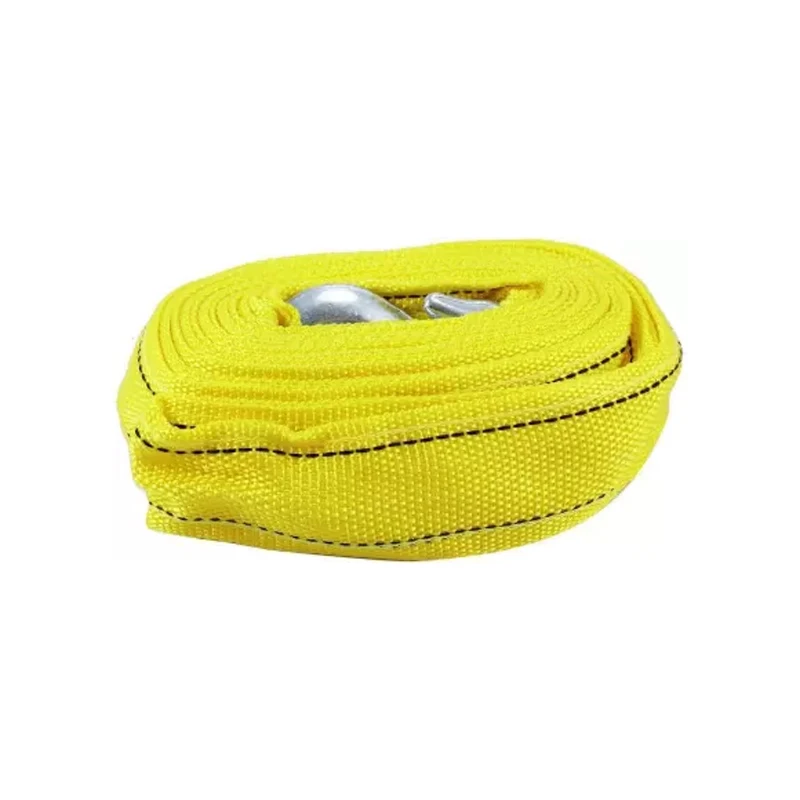 Car Tow Rope Polyester Double Flat Hoist Strap Webbing Lifting Sling with Hook