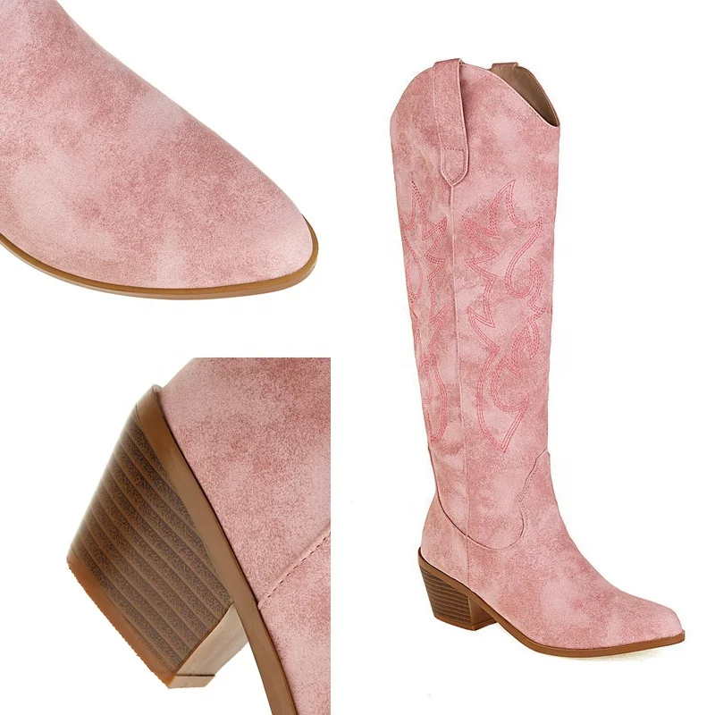 2022 NEW Fashion Platform Concise Comfy Women Shoes Zipper Square Heel Solid knee-high Versatile Modern Boots big size 36-41