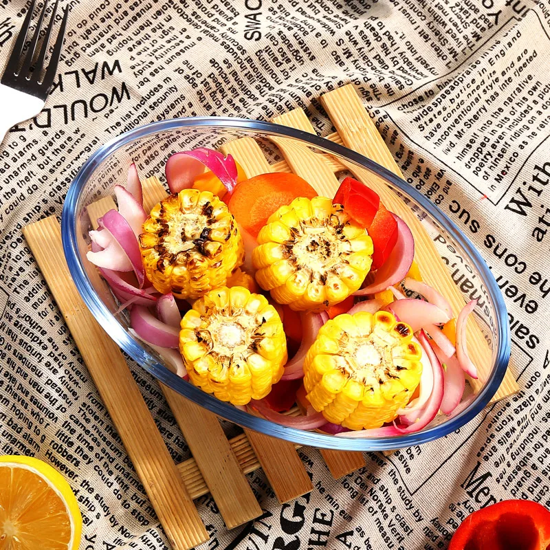 High borosilicate glass baking dish heat-resistant rectangular fish plate oval baked rice plate fruit plate