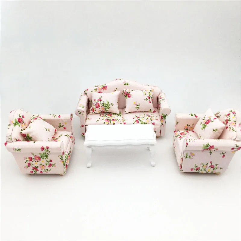 1:12 doll house furniture miniature sofa doll furniture 3 pcs set