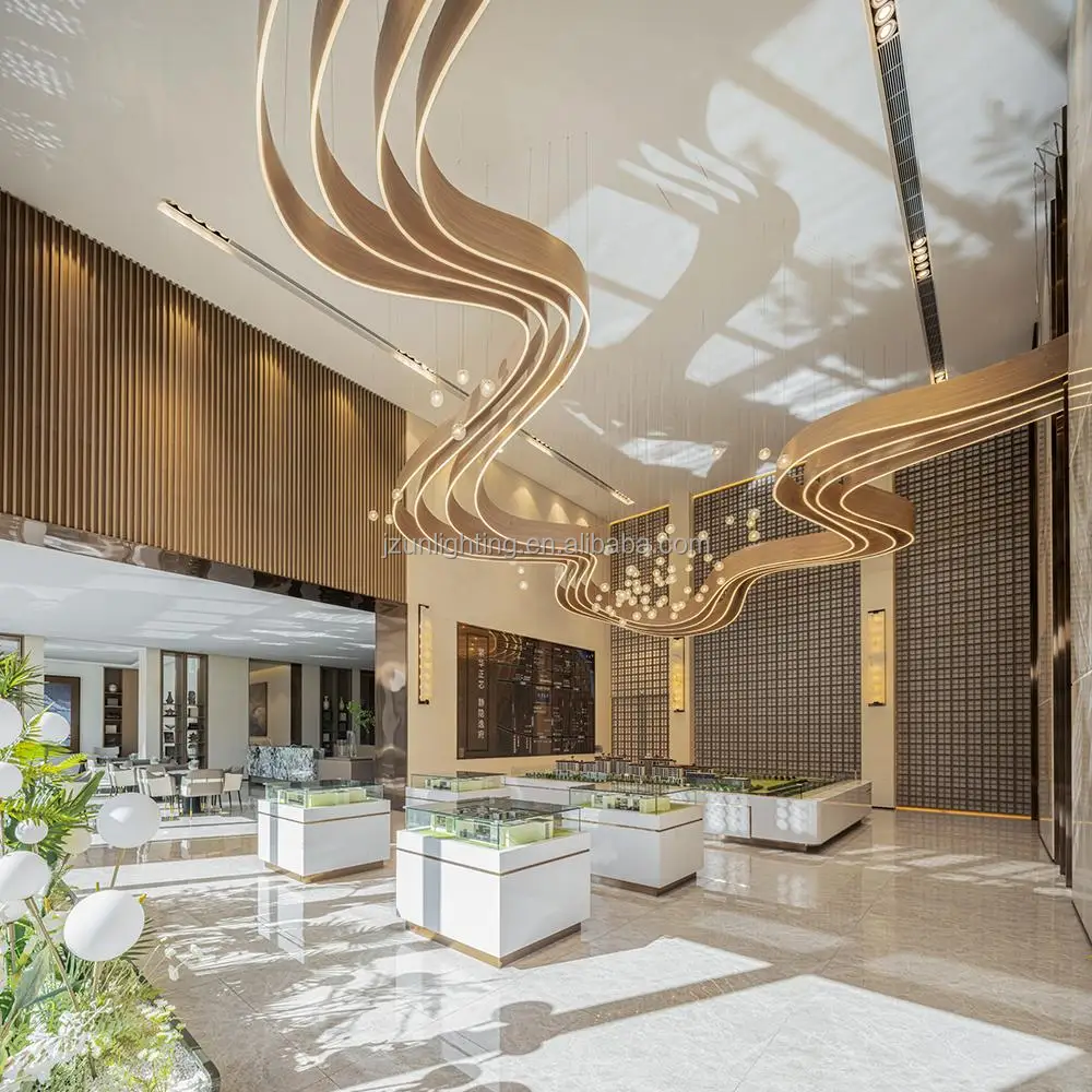 Luxury Custom Chandelier Indoor Decorations Large Hanging Ceiling Fixture Hotel Lobby Hall Banquet Remote LED Lights