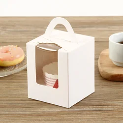 Spot one cup cake boxes kraft take away paper cup clear window cupcake box