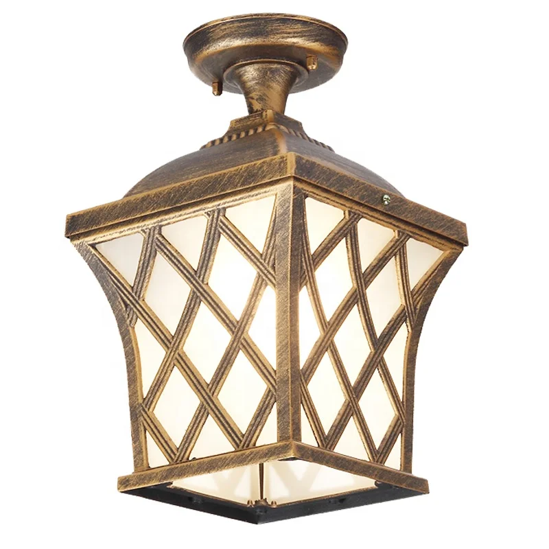 European Style Indoor and Outdoor Use Antique Hang Vintage Lampwaterproof outdoor resemble wood pendant aluminumlight