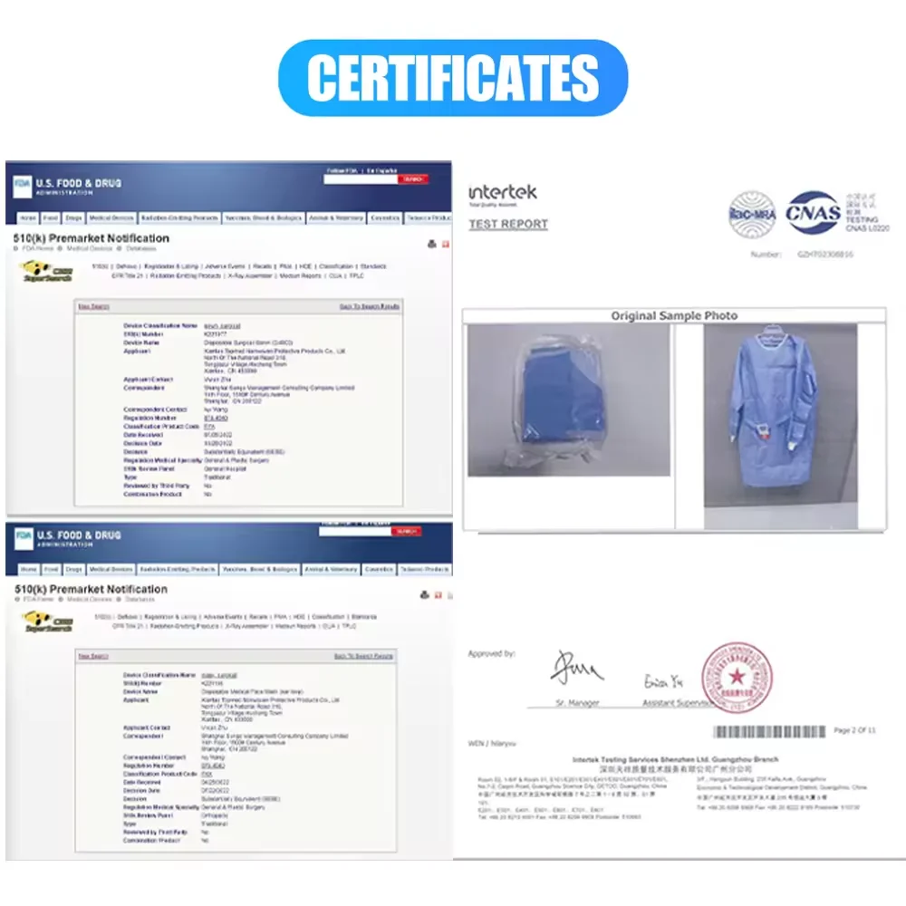 EN13795 Medical Isolation Gown Reinforced AAMI Level 3 4 Hospital Disposable Surgical Gown
