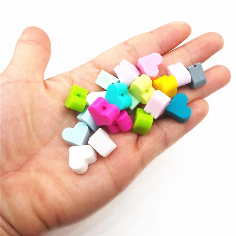 wholesale Custom Bpa Free Baby teething Soft heart Silicone Bead 15mm