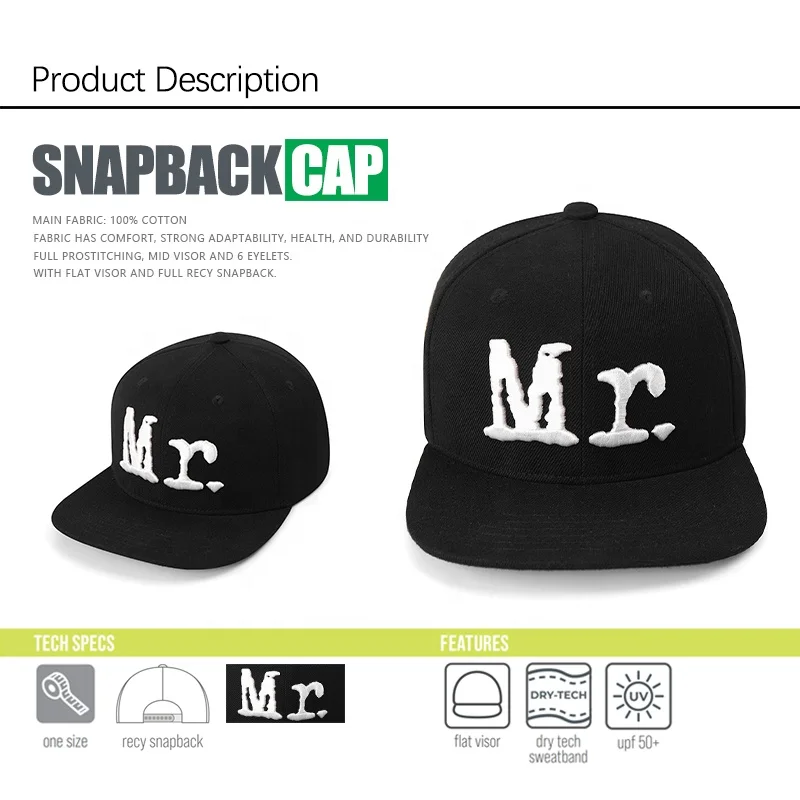 BSCI Factory Custom 3D Embroidery Logo 6 panels gorras flex fit snapback hats cap for men flat brim baseball cap hat