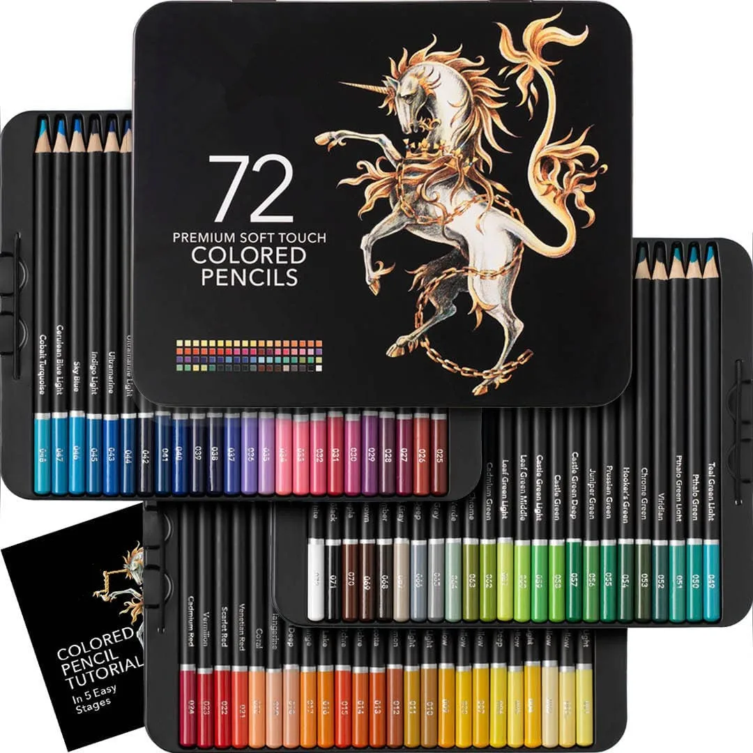 72/120/160 colored pencil set quality soft core colored Leads pencils in tin box for Adult Artists and Professionals