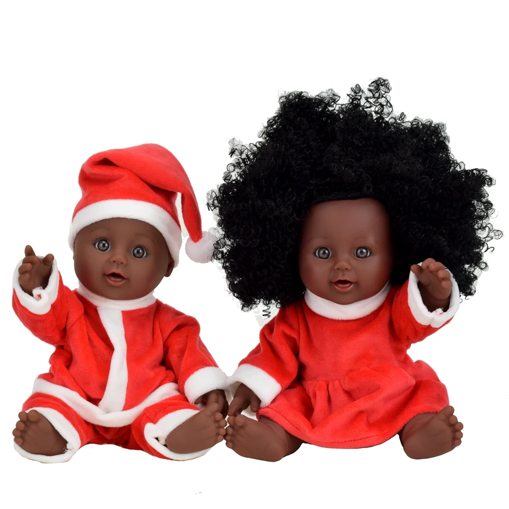 TUSALMO Lovely 12Inches factory sells New Christmas gift African black girl dolls for cheap