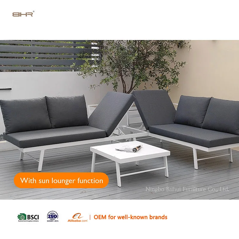 BHR Magical Outdoor Garden Sofa Variable Combination 1 set transformed into 7 sets of aluminum frame waterproof fabric 3 pieces