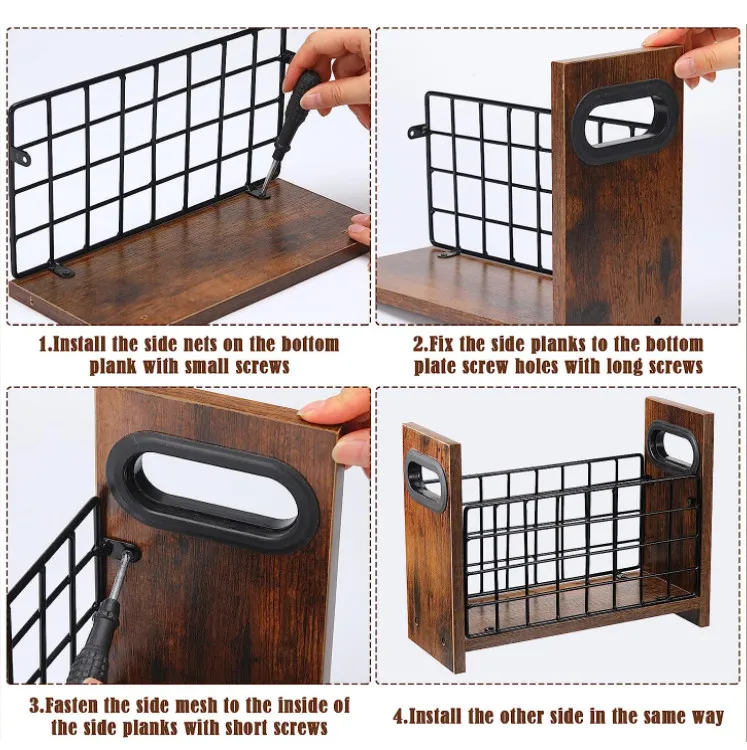 2 Piecesmagazine holder Desktop Magazine Rack Floor Rustic magazine basket  Farmhouse Metal