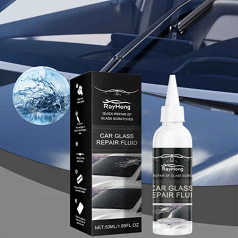 Rayhong 50ml car glass repair glue long crack crescent shape font shape cracks repairing fluid blade curing films set