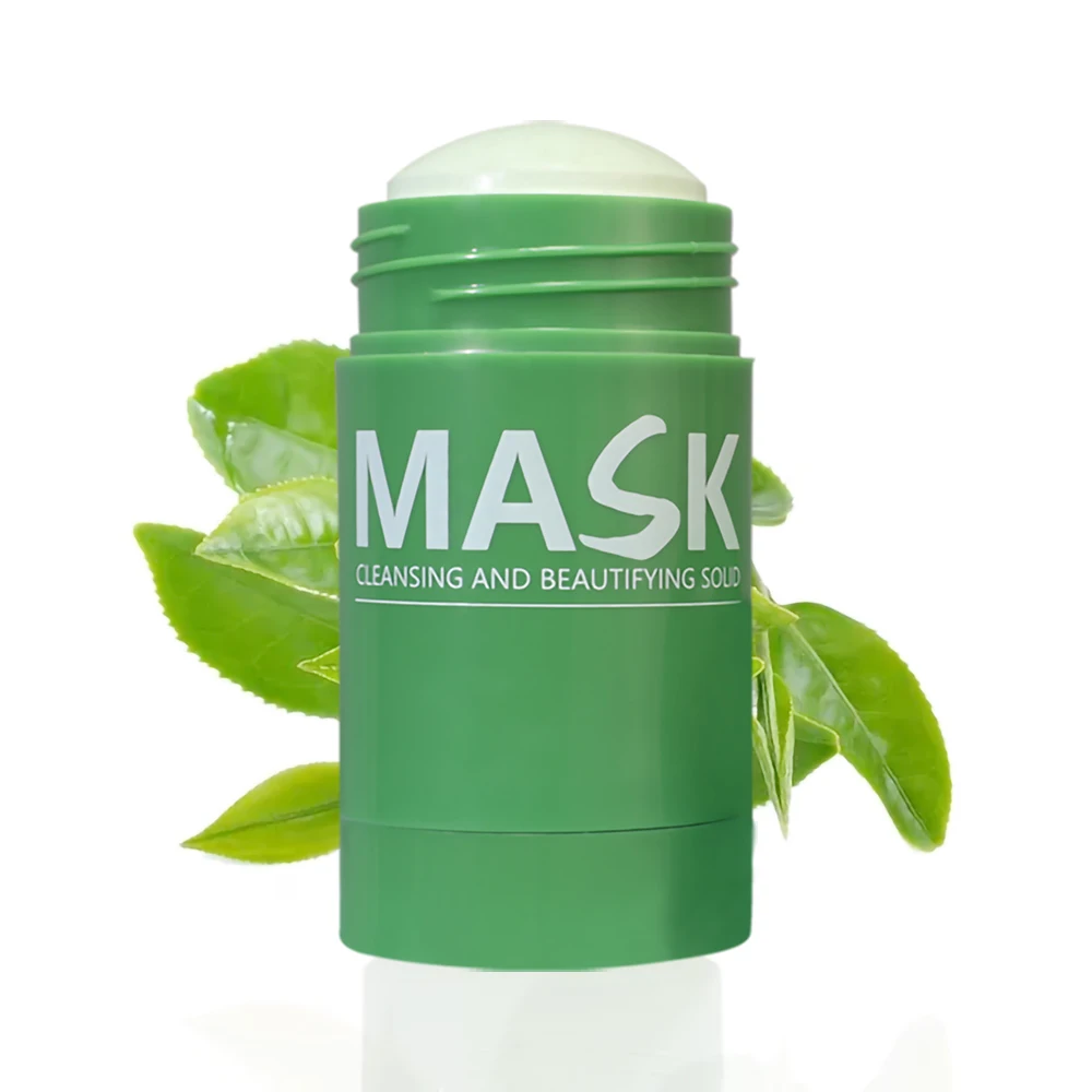 Private Label Skin Care Product Organic Natural Green tea Purifying solid cleansing Pink Facial Face Mud Clay  Musk Mask Stick