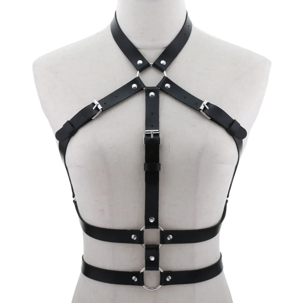 Women Leather Body Harness Chest Belt Waist Strap Sexy Body Jewelry Nightclub Rave Festival Accessories