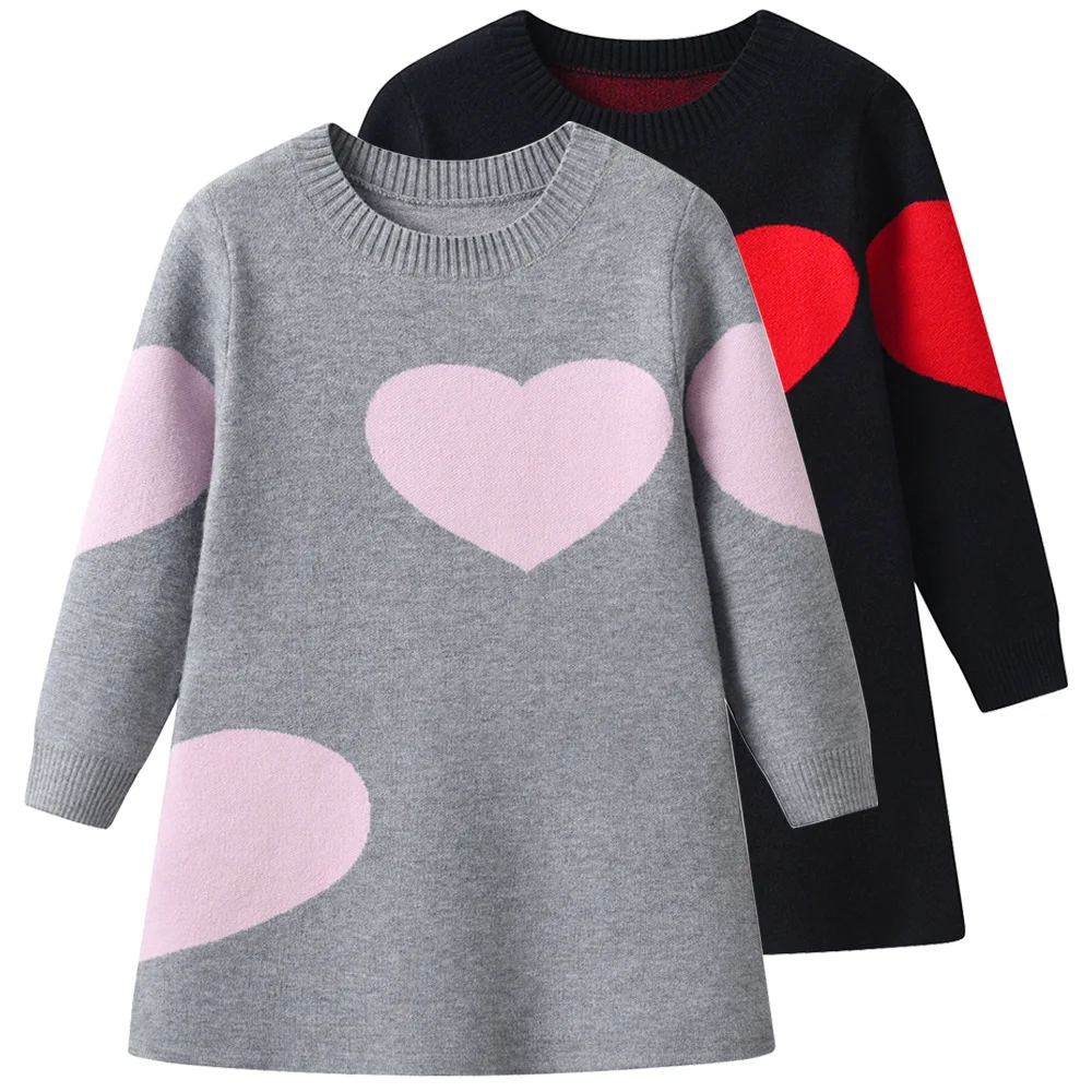 bu  girl red pink heart  sweater dress