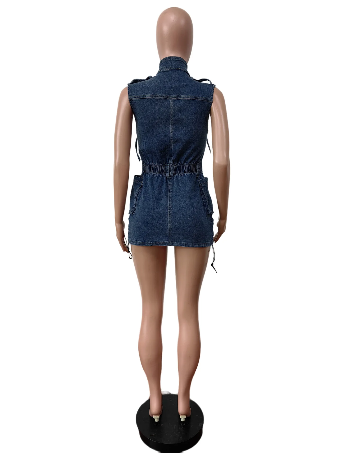 Wholesale usa size S-2XL fashion women clothes stretchy denim jeans sleeveless dress