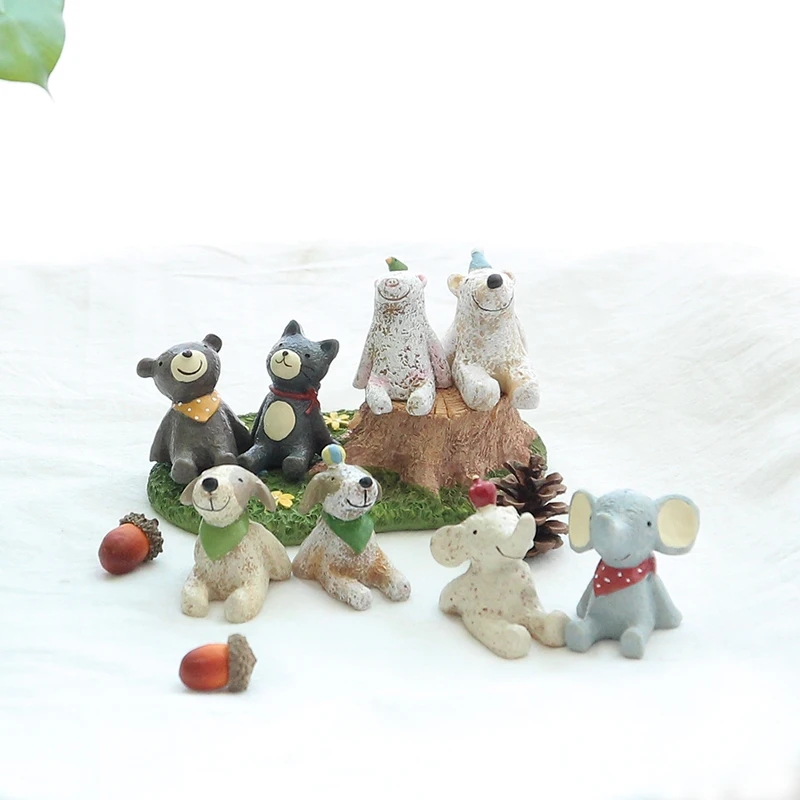 2021 new mixed 15 kinds of Miniature Animals Miniature fairy tale garden decoration Resin Animals model