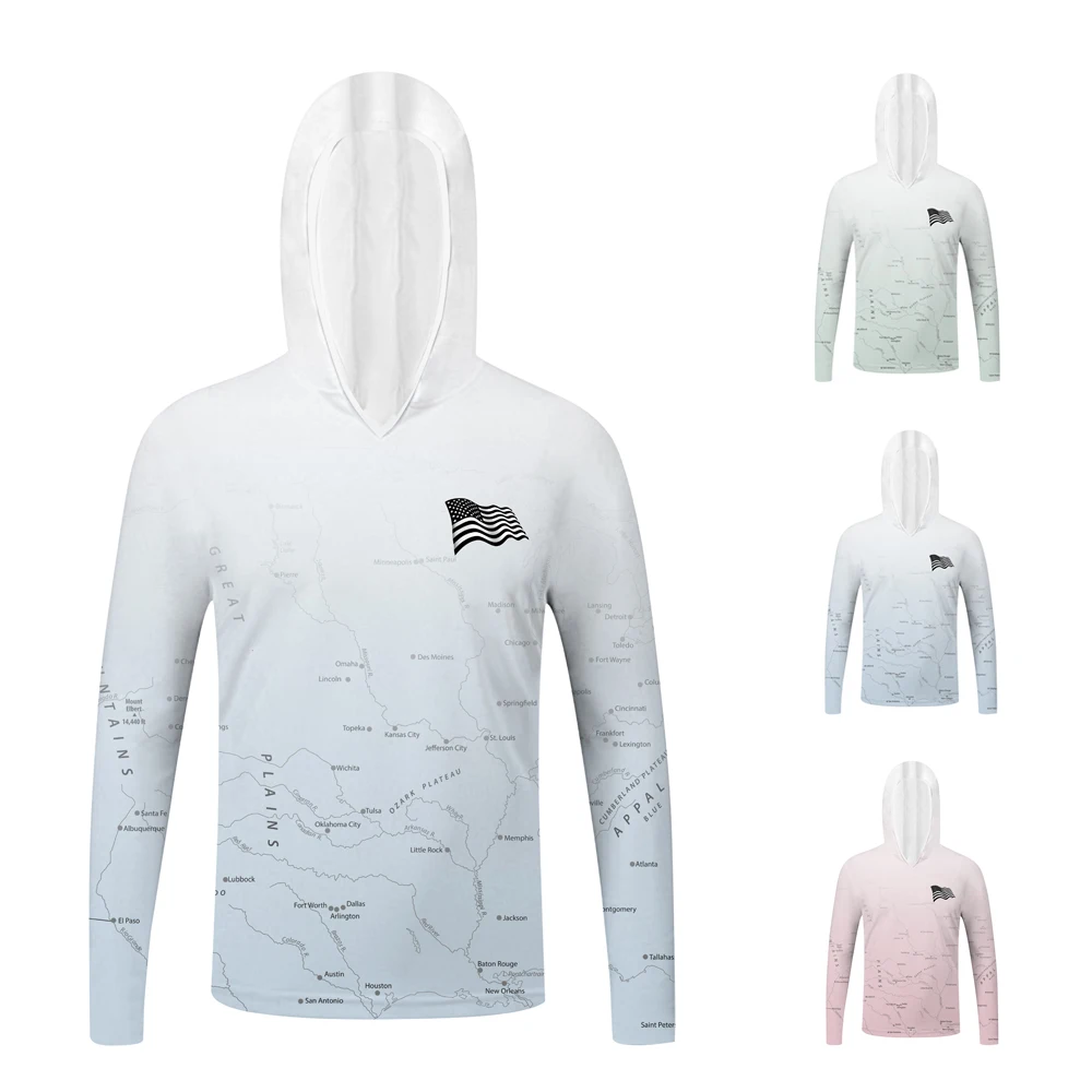 Custom Logo High Quality Quick Dry Long Sleeve Fishing Clothing Upf50+ Sun Protection Fishing Hoodie With Mask