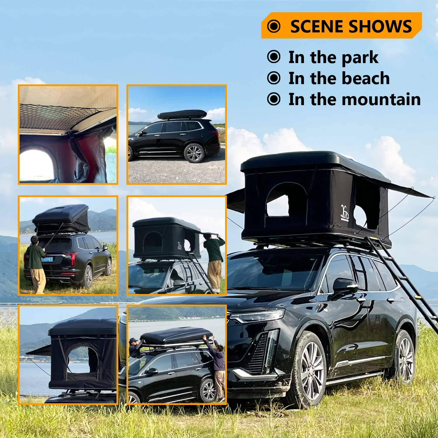 2021 New outdoor camping pop up foldable hard shell vehicle open SUV hardtop roof top tents car