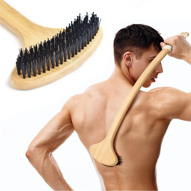 2 in 1 Curved Scratching Massage Head Body Wooden Handle Back Brush Backscratchers for Adults Men Women Itch Relief