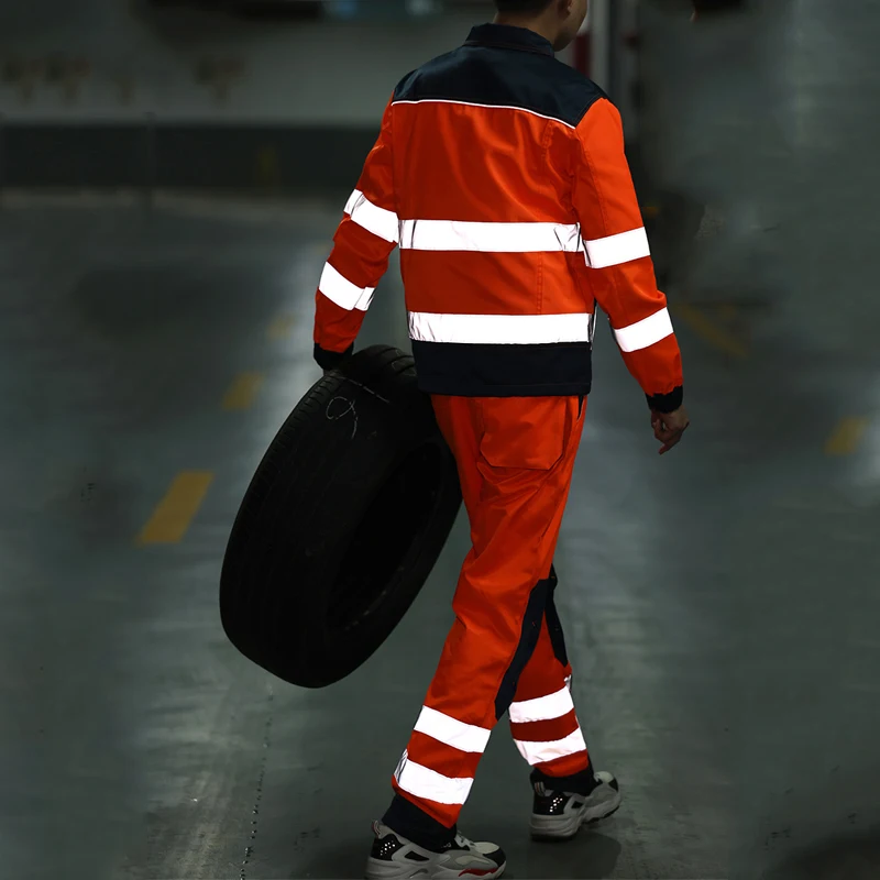 OEM Safety Construction Suit Manufacturer Cotton Work Fire Retardant Clothing Industry Workwear hi vis Jackets and Trousers
