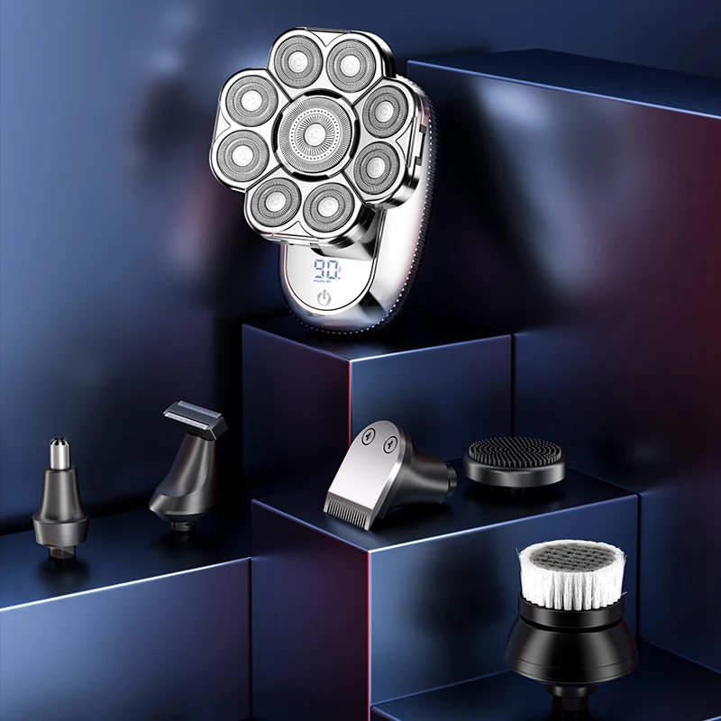 Mens Bald Nose Barber Hair Razor Electric Rechargeable Portable Mini Powerful Portable 5-in-1 Waterproof Electric Shaver