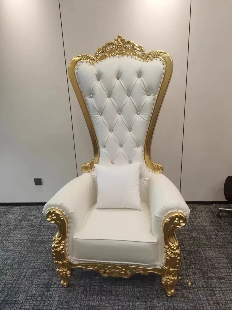 European neo-classical high-back chair KTV lobby hotel image chair solid wood carved hall decorated with gold foil king chair
