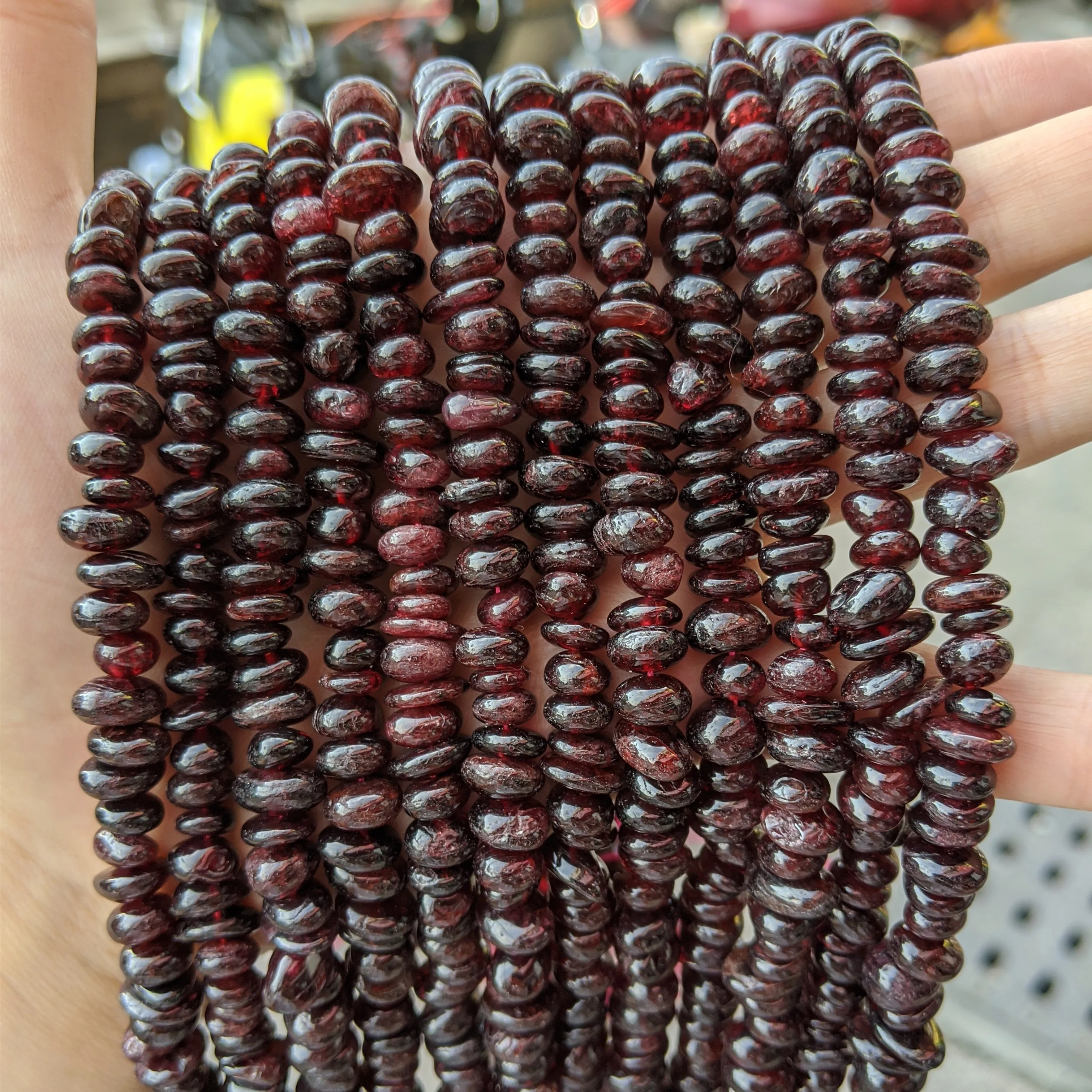 Buy Bulk Natural Stone Raw Loose Horizontal Hole Chip Tumble Nugget Beads Garnet