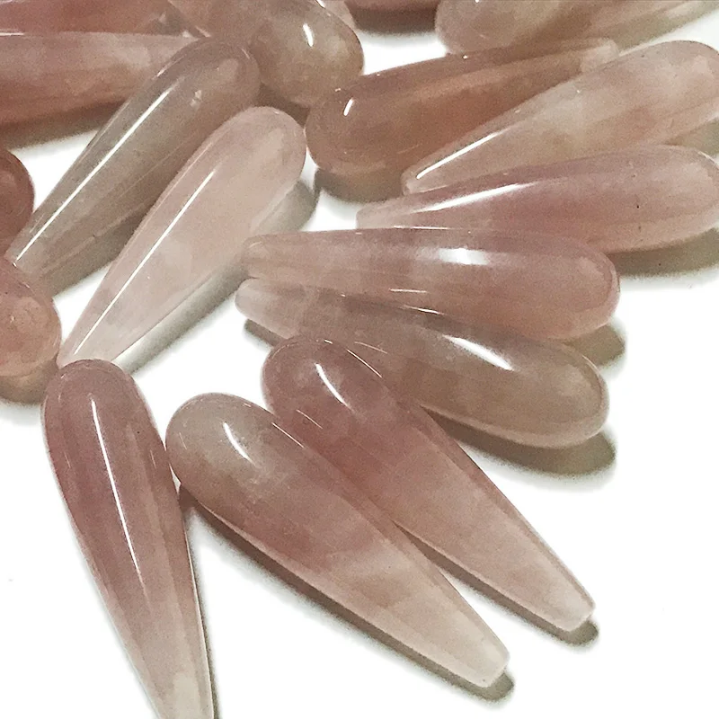 Natural rose quartz drops,pink gemstone teardrops for earrings