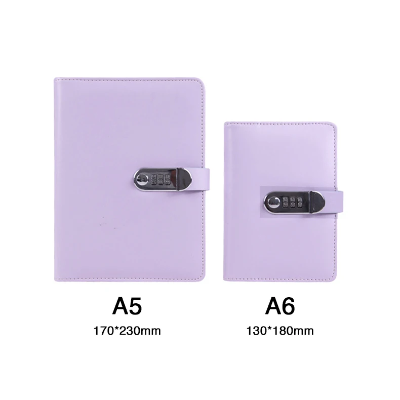 2022  hot sales A6 personal size binder ,macaroon pu leather cover with passport lock,6 rings cipher trunk binder planner