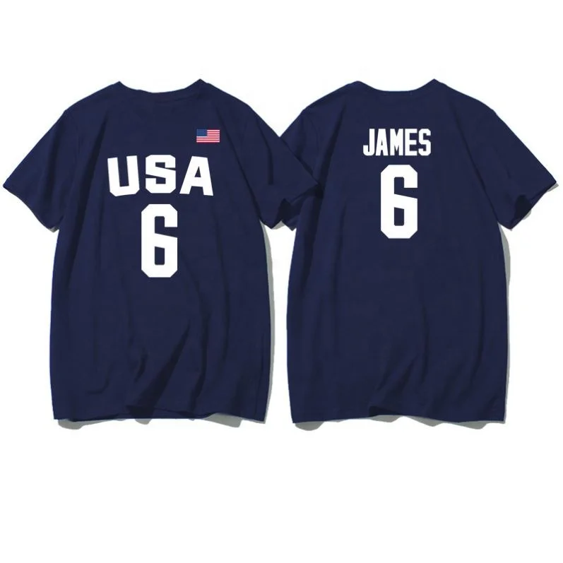 Wholesale Custom American Dream Team National Team T-Shirt Irving James George Basketball Sports Fitness Short Sleeve T-Shirt