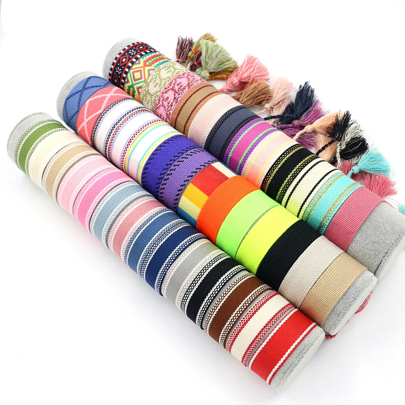 Webbing Bracelet Blank Wrist Band Can Be Embroidered Tassel Hand-woven Wrap Bracelets  DIY Bracelet 117 Color Mixed