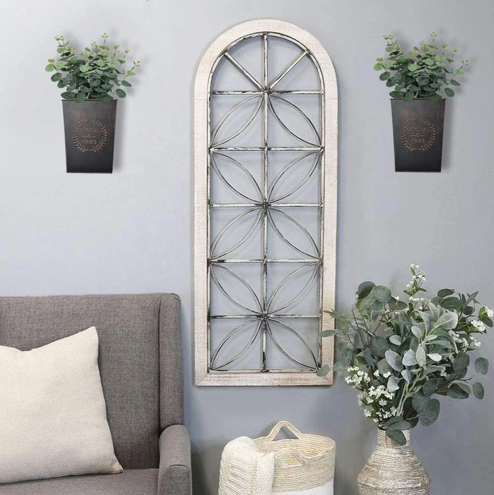 2023 New Design Rustic Metal Wall Planter Country Home Hanging Wall Vase Pocket for Plants Flower Indoor or Outdoor Farmhouse