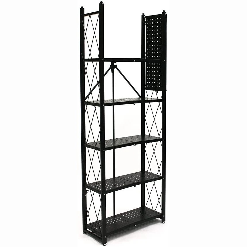6-Tier Black Geometric Storage Bookshelf, Freestanding Decorative Metal Storage Shelves for Living Room, Bedroom and Study Room