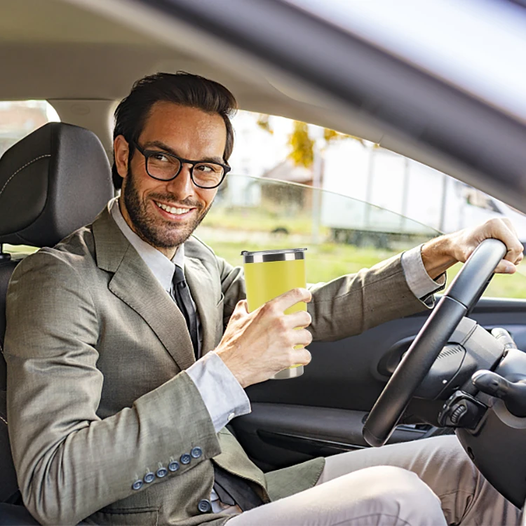 Wholesale 30OZ Insulated Double Wall Coffee Tumbler Cups Mugs Private Label Stainless Steel Water Flask Lid Handle Metal