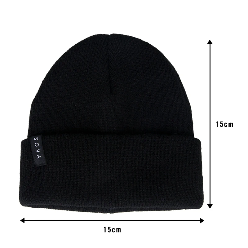 Various Size Acrylic Knit Hat Winter Beanie for Kids Youth Adults with Woven Label Patch Promotion Knit Hat