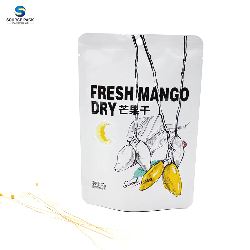 Dry Mango Fruit Food Packaging Matte Finish Plastic Foil Custom Logo Printed Wholesale Stand up Bag With Zipper