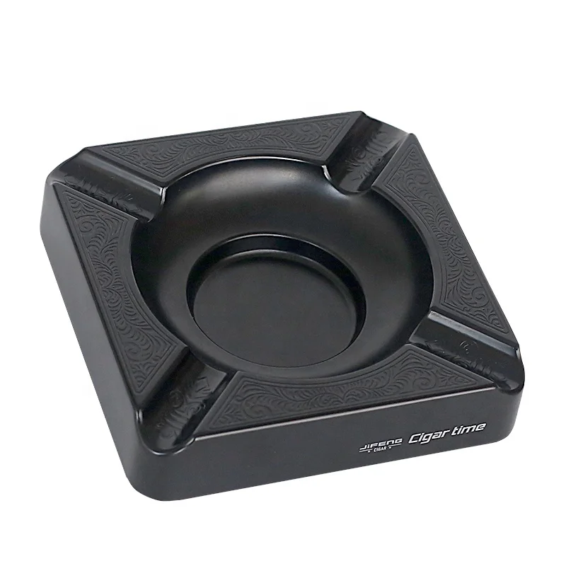 JF-3025 16*16*3.5cm 700g JIFENG factory custom square metal  ashtray business gift suite for indoor and outdoor places