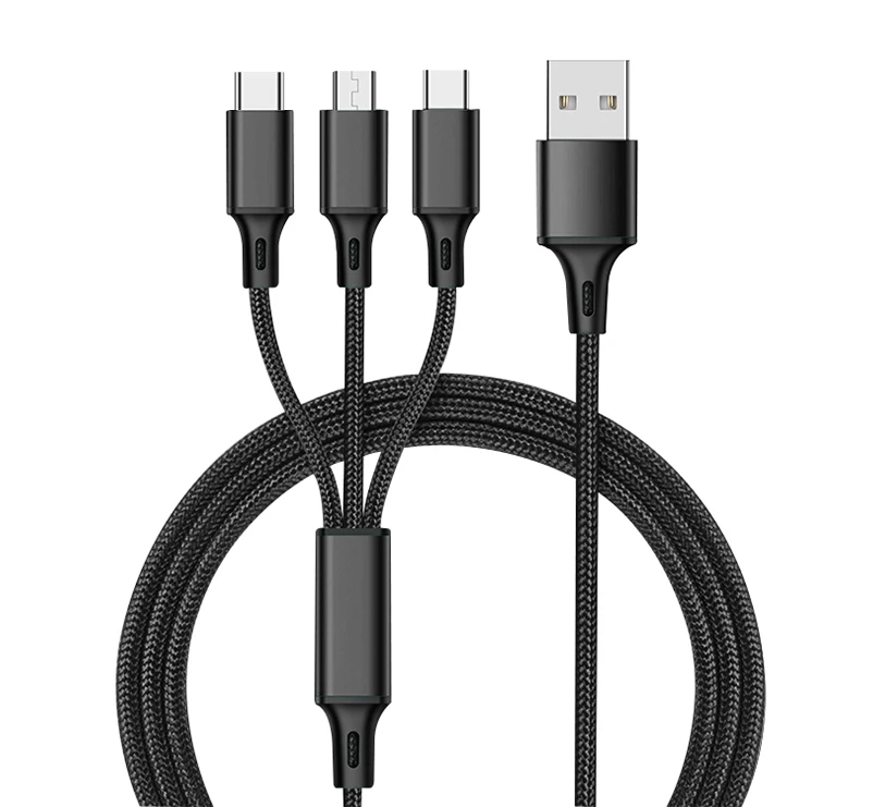 Factory wholesale 3 in 1 Charging cord charger Cable For iPhone type-C for Samsung wire fast charging line for android phone