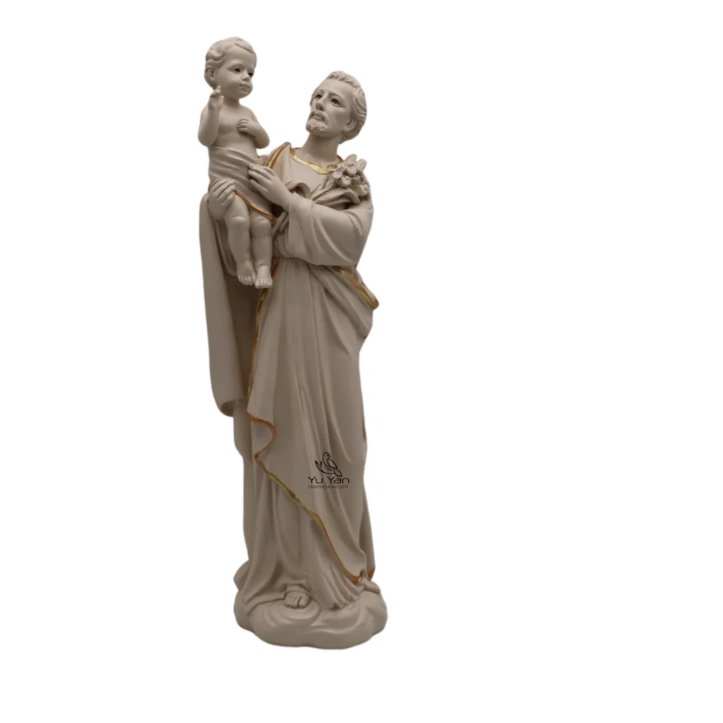 Factory wholesale catholic religious statues resin christian holy chid figure st joseph  30cmH Joseph Adoring the Infant Jesus