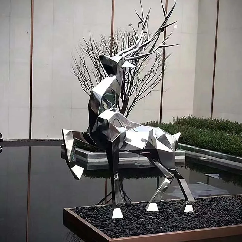 Outdoor Metal Sculptures Decorated With Deer And Deer, Customizable For Squares, Gardens, Parks, Villas, Decorative Art