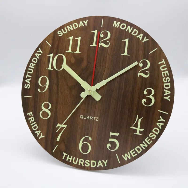 Minimalist Creative Wall Clock Luminous Digital Circular Plastic Clock with Antique Style for Living Room