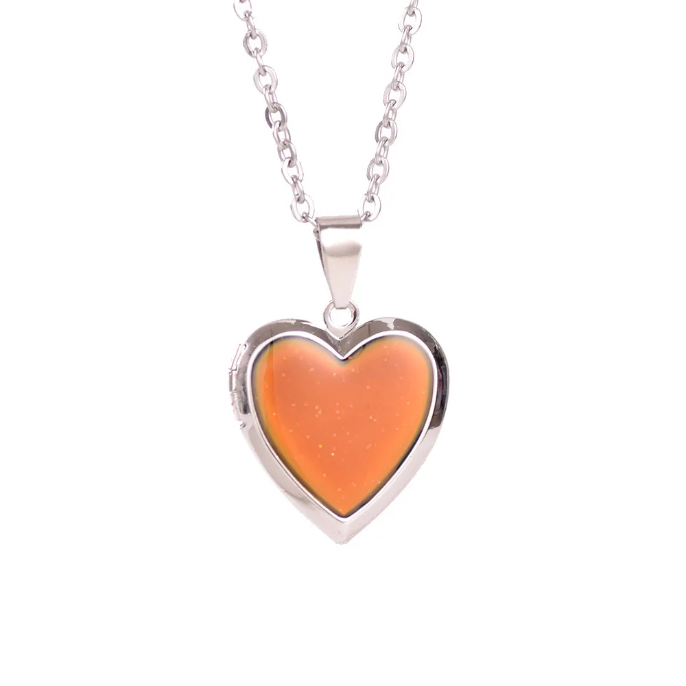 Popular Peach Heart Love Pendant Mood Necklace Temperature Romantic Color Sensitive Color Changing Pendant Necklace
