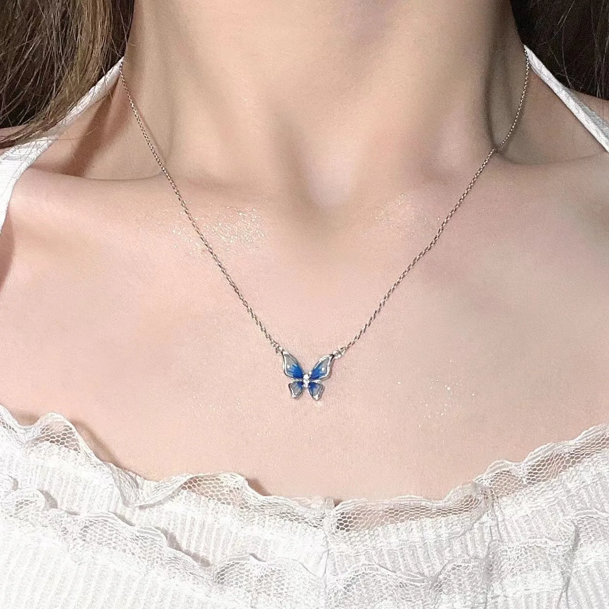 Luxury Gradient Blue Butterfly necklace for jewelry shop  wholesales N2309132