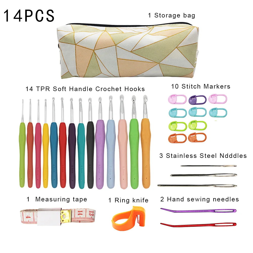 DIY Wholesale household colorful Crochet set for crocheting household yarn crochet hook bag kit set for beginners