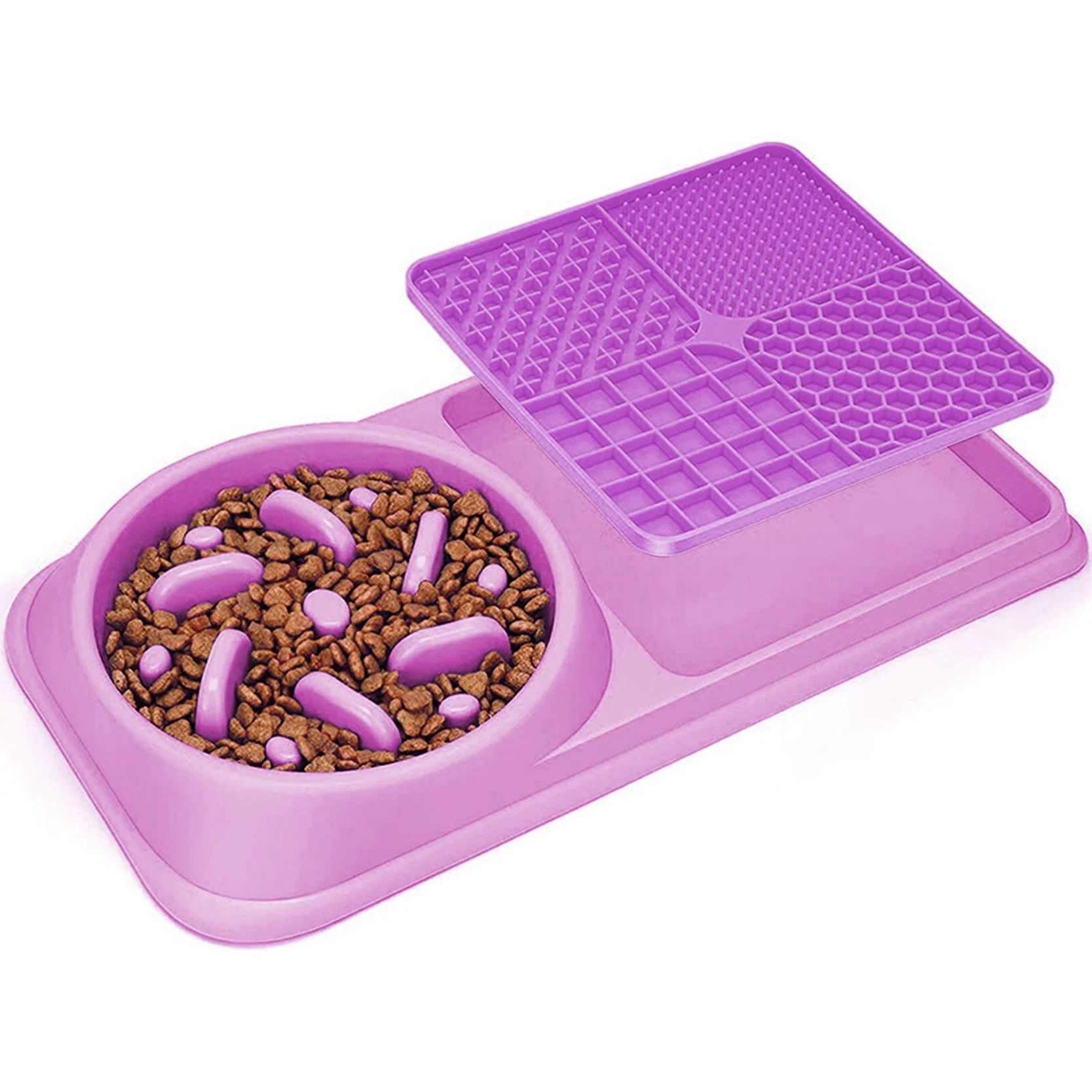 Manufacturer Wholesale Dual-purpose Dog Bowl With Separable Silicone Lick Mat Dog Slow Feeder Durable Custom Pet Bowl