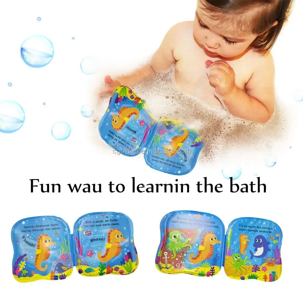 Cartoon Cute Animal Bath Toys Education waterproof plastic cube baby bath book