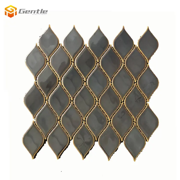 Роскошная керамическая мозаичная настенная плитка для ванной комнаты синяя глазурованная в форме