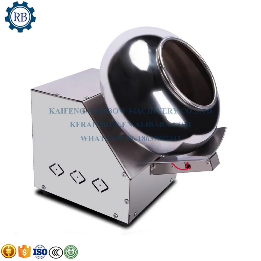Plate Drum Sugar Chocolate Dragee Nuts Sweet Peanut Coating Machine Small Good Quality Stainless Steel Food Motor Silver Snack