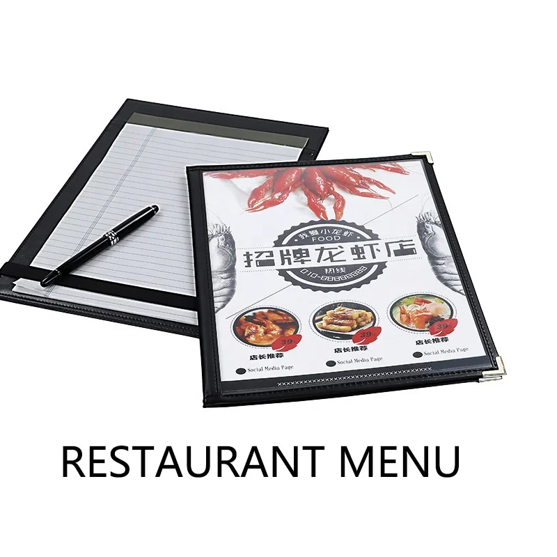 2 Page 4 Views Double Menu Cover Fits 8.5X11 Paper Transparent Cafe Restaurant Dinner Menu
