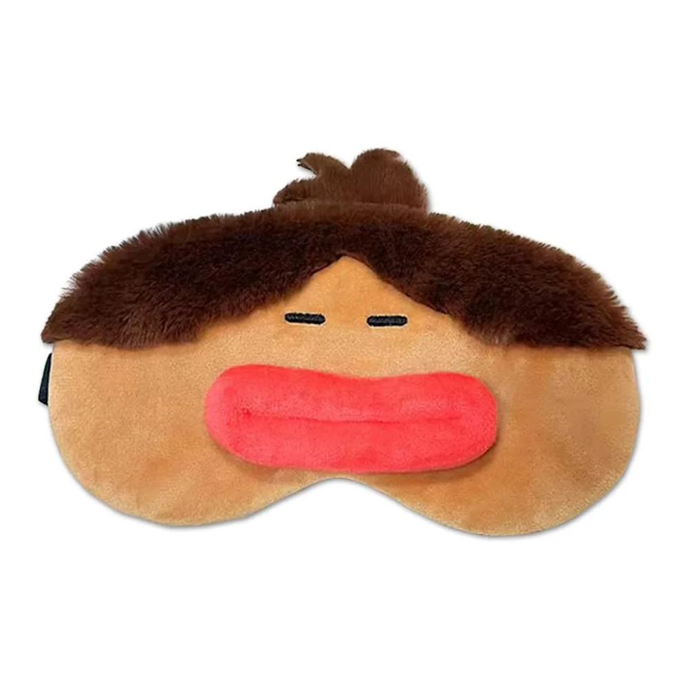 Искусственный мех коричневый плюшевый 3D контурный чехол для глаз с красными колбасными губами забавная маска сна